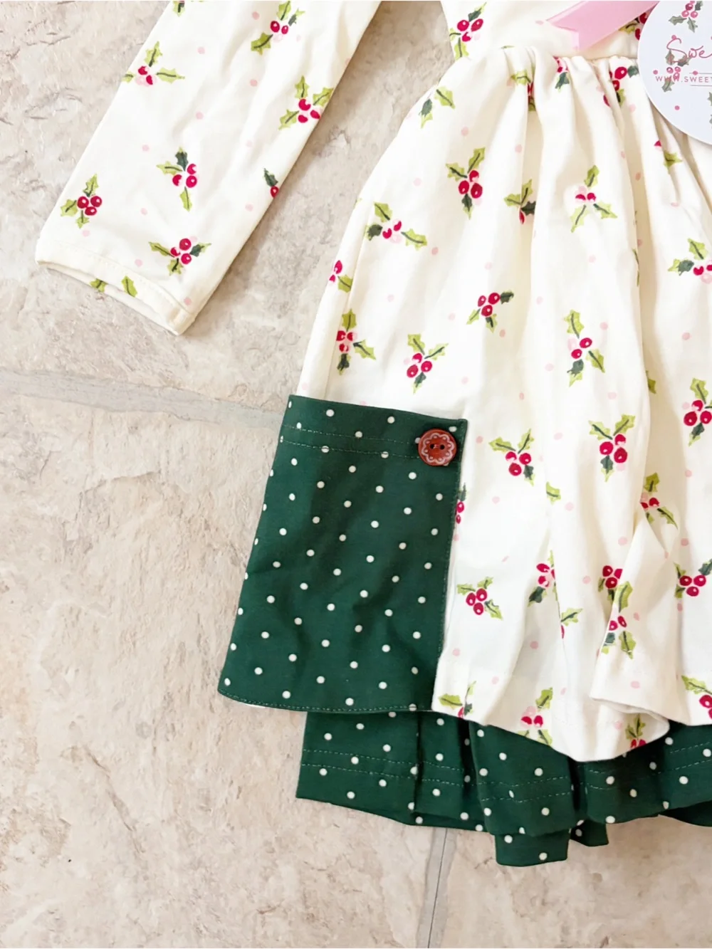 SweetHoney Clothing Holiday Holly Dress Size 2T NWT Boutique Christmas Dress